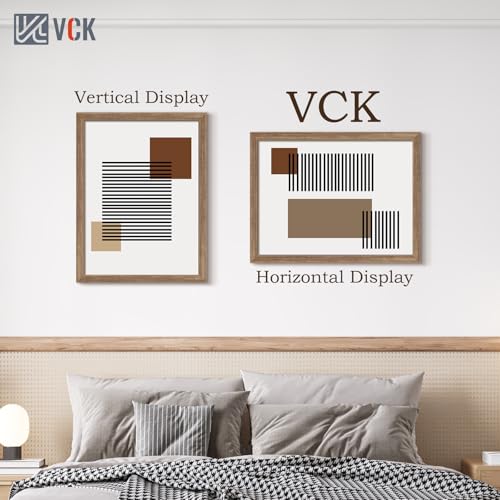 Image of VCK 18x24 Poster Frame Solid Wood Walnut 3 Pack Picture Frames 18 x 24 Inches with Wall Mounting Hanging
