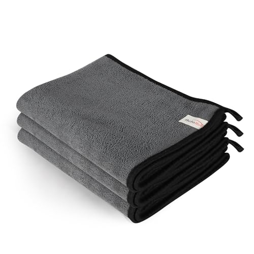 Image of Auto Hub Big Size- 90 X 60cm Microfiber Cloth for Car - Ultra Soft - Suede Edges & Dual Sided Microfiber Cloth - Lint & Streak Free Car Cleaning Cloth - Multipurpose Car Wash Cloth for Drying-3pc,Grey