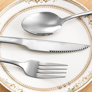 Set De Couverts En Inox Pour 12 Personnes – 60 Pièces – Couteau, Fourchette, Cuillère – Passe Lave-vaisselle