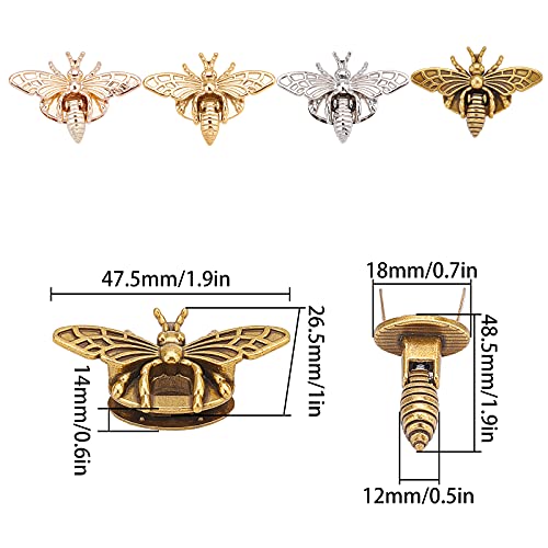 Image of GORGECRAFT 4 Sets Turn Lock Bee Shape Bag Clasps Closures Latch Metal Hardware Clip Clasp Buckles for Purse Handbag Backpack Craft Making
