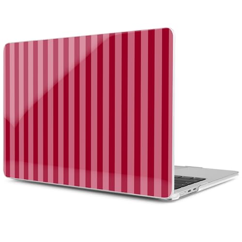 Image of MEEgoodo for M5 /M4 /M3 /M2 MacBook Air 15 inch Case 2026 2025 2024 2023, Case Fit Model (A3448 /A3241 /A3114 /A2941) for MacBook Air 15.3 inch, Red&Pink Stripe