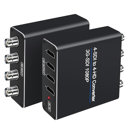 ACHAVE SDI to HDMI Video Converter 4 sdi Input and 4 hdmi Output 4 in 4 Out Black Multi-Format Support HD-SDI/3G-SDI Input 1080p@60Hz Resolution Long Distance Transmission