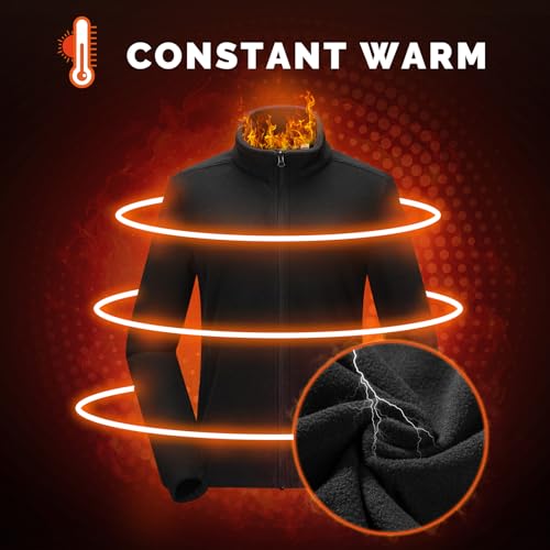 33,000ft Womens Fleece Jackets Ladies Lightweight Warm Full Zip Coat Breathable Microfleece Ladies Sweater Casual Long Sleeve, Ideal for Travelling Outdoor Sport Black L - Image 5