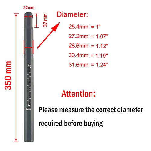 Simida Bike Seat Post Bmx Seat Bike Seatpost Aluminum Alloy Length 25.4 X 350Mm Black For Most Bicycle Road Bike Mountain Bike #TOP1