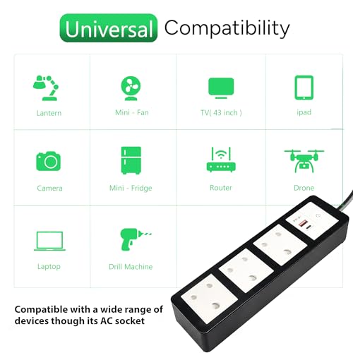 Image of MX 35W Extension Board PD GaN Charger Super Fast Charging USB-A + C, 3 Indian 16A Sockets (2600W) Multiport Desktop Power Strip for iPhone Android Laptop Tablet Charging Station 3M Cable