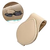 OOTSR Brillenhalter für Auto Universal, Brillenhalterung Auto Kunst-Leder Clip, Sonnenbrillen Ticketkarten Magnetische Clip, Auto Zubehör Deko Innen, Beige