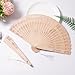 Sepwedd 50 Set Sandalwood Fan Wooden Hand Fan Baby Shower Party Favors with Organza Bags and Tassels Wooden Folding Fan