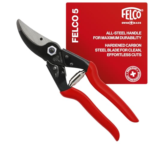 Felco F5 Pruning Shears – 8.9' All Steel Large Swiss-Made Garden Clippers| Hand Pruners for Garden & Landscape | Garden Tool Cutter with Precision Bypass Blade, Forged Aluminum Body, Replaceable Parts