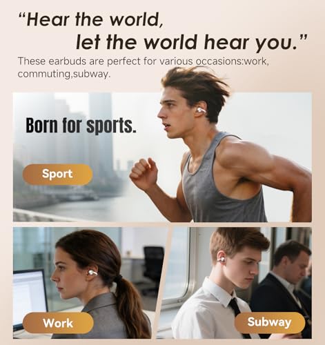 Image of King Lucky Clip-On Earbuds Gen 3, Open-Ear Wireless Bluetooth 6.0 Headphones with Mic, Secure Fit for Small Ears & Glasses Wearers, 50H Playtime, ENC, IPX5 Waterproof Sport Ear Buds (Light White)