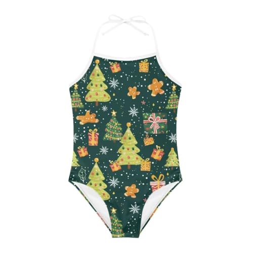 Cute Christmas One-Piece Swimsuits Beach Swimwear Bathing Suit for 3-10 Years Girls