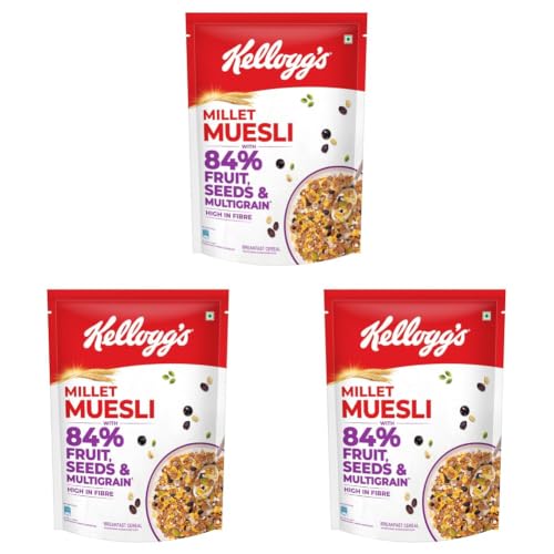 Image of Kellogg's Millet Muesli with 84% Fruit, Seed & Multigrain| Power Breakfast | No Maida No Palm Oil | India's No 1 Muesli | 500g (Pack of 3)