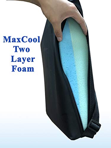 Medokare Gel Memory Foam Seat Cushion - MaxCool Gel Infused Cool Seat Cushion, Car Cushion for Pressure Ulcers, Perfect for Office Chair and Wheelchair, Waterproof Cover, Coccyx Back Pain Relief Aid