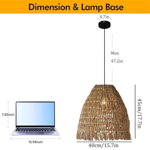 Lustre en rotin style ferme suspension rustique E27 réglable chic