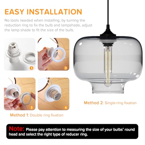 Lyeteung 12 PCS Lampshade Reducer Ring Kit, E27 to E14 Lamp Shade Ring Converter, E27 Screw Lampshade Collar Ring Adapter - Image 4