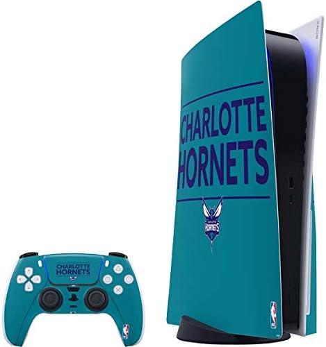 Skinit Decal Gaming Skin Compatible with PS5 Bundle - Officially Licensed NBA Charlotte Hornets Hardwood Classics Design