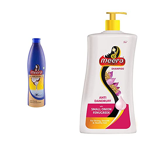 Image of Meera Pure Coconut Hair Oil, 500ml and Meera Anti-D and ruff Shampoo, 1l, 1025 g