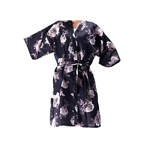 PIXNOR Salon Client Gowns Barber Shop Salon Capes Smocks Sleep Robe Cloth Protector for Hair Cutting Hairdressing Oil Treatment Supplies Black