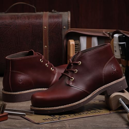SL-Saint Handgefertigte Klassische Chukka-Stiefel Für Männer Mode Echtes Rindsleder Bequeme Schuhe 5‘’ Geschnürt (RotBraun Leder, Erwachsene, Herren, 44, Numerisch, EU Schuhgrößensystem, Breit)