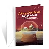 Prime Greetings Christmas Card Husband, Made in America, Eco-Friendly, Thick Card Stock with Premium Envelope 5in x 7.75in, Packaged in Protective Mailer