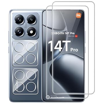 Suttkue Película protetora de tela Xiaomi 14T Pro, dureza 9H, antirarranhões, vidro temperado, antiarranhões (pacote com 2)