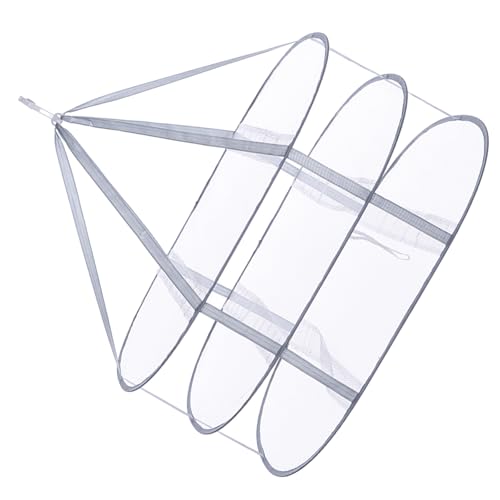Tofficu Tendedero Colgante Multifuncional de 3 Niveles de Nailon Blanco Resistente al Viento para Secado de Ropa, Calcetines y Zapatos, Soporte Plegable para Exterior, Práctico y Ligero