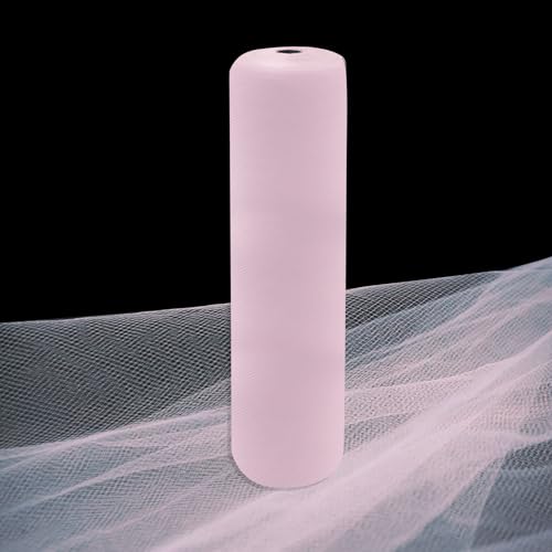 Image of Light Pink Tulle Fabric Rolls 54 Inch by 10 Yards Fabric Tulle Bolt for Wedding Decorations Bouquet Wrapping DIY Tutu Baby Shower Table Skirt Birthday Party Craft Supplies
