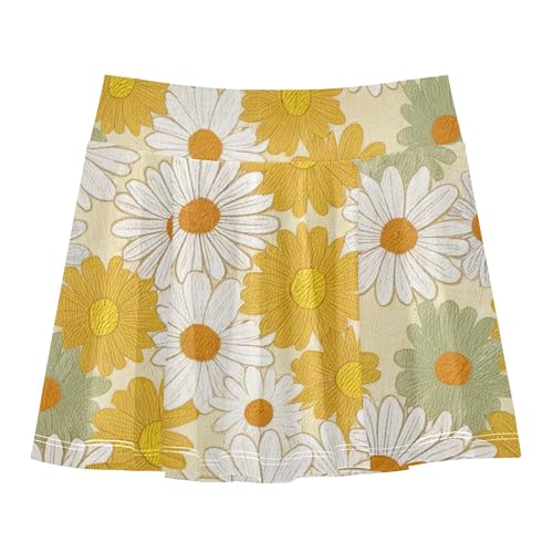 Girls Skorts Athletic Shorts Toddlers Tennis Skirts Floral School Skirt Floral Daisies Wildflowers Yellow 3t