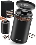 JODORA Kaffeedose Luftdicht 1KG Bohnen aus hochwertigen Edelstahl mit innovativem Vakuumverschluss - Kaffeebohnen Beh&auml;lter mit Licht & Aromaschutz f&uuml;r maximale Frische inkl. Datumsanzeige (1 KG)