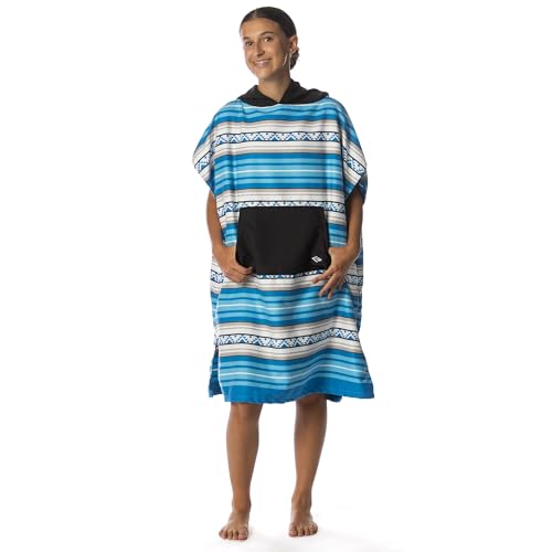 Image of Flow Changing Poncho for Kids - Microfiber Hooded Swim Towel Poncho for Boys & Girls, Perfect for Beach, Pool, or Swim - Quick Dry, Absorbent, Light Weight, and Easy to Pack (Laguna Blue, Small)