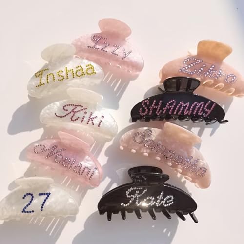 Personalized Name Hair Claw, Custom Hair Clips, Custom Cute Name Claw Clip, Bridal Rhinestone Claw Clips (Pearl Pink Hair Claw) image 5