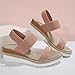 ERTUPE Platform Wedge Sandals for Women Casual Open Toe Elastic Ankle Strap Espadrilles Comfortable Outdoor Beach Flatform Low Wedges Dressy Summer Shoes Pink