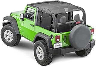 MasterTop ShadeMaker Freedom Mesh Bimini Sun Shade Top, Black, Full Length - Fits Jeep Wrangler JK 2-Door 2007-2018 - Blocks UV Rays, Wind and Noise - Compatible with Hard Top - Installs in Minutes