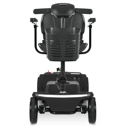 Scooter de movilidad de 4 ruedas y 6 km/h, scooter eléctrico para personas mayores, capacidad de carga de 136 kg, autonomía de 15 km, batería extraíble, luz LED, USB, negro