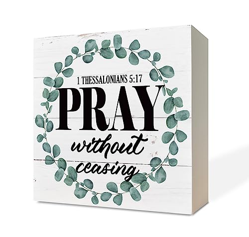 Christian Wood Signs, Bible Verse Thessalonians 5:17 - Pray Without