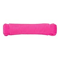 sourcing map Solid Braid Nylon Rope 3/16 Inch 50 ft Multipurpose Polypropylene Utility Rope Cord Line for Camping Flag Pole Knot, Pink