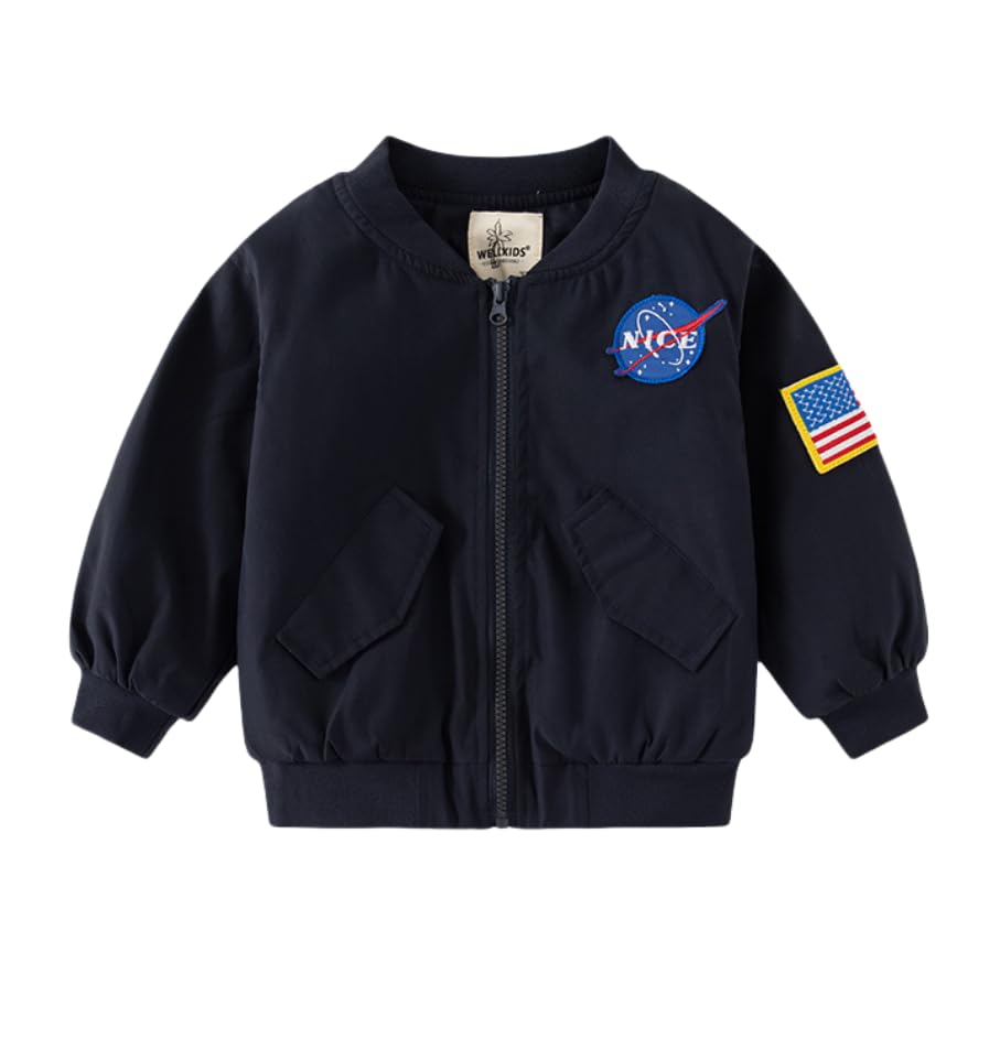 Rngeddg Toddler Kids Coats Baby Boys Girls Light Warm Long Sleeve Zipped Up Jacket Outdoor Winter Coat (Navy,90/18-24 M,Unisex,Big Kid,US,Age,18 Months,24 Months)