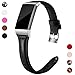 Hamile Slim Bands Compatible for Fitbit Charge 3, Genuine Leather Replacement Watch Band Wristband Strap for Fitbit Charge 3 and Charge 3 SE, Women, Small, Black
