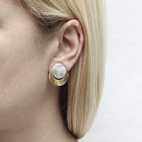 Marjorie Baer Disc Over Crescent Clip On Earring In Brass And Silver #TOP1