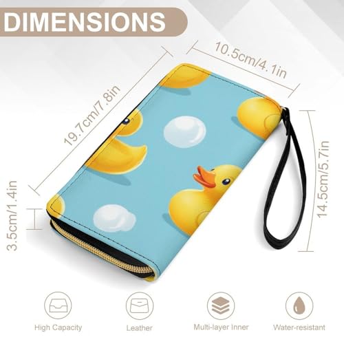 Leather Wallets Large Capacity Card Case, Clutch Wallets Zipper, Ideal for Credit Cards, Rubber Ducky2