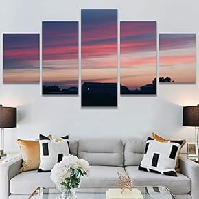 SIGNWIN 5 Panel Canvas Wall Art Cityscape Sunset...