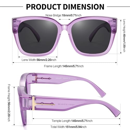 Image of URUMQI Polarized Sunglasses Fit Over Glasses Women Men UV400 Trendy Shades