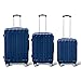 Produktbild DS-Lux Hochwertigen Reisekoffer Koffer Hartschalen-Koffer Trolley Rollkoffer Handgepäck ABS-Kunststoff mit TSA-Schloss, 4 Spinner Rollen, (S-M-L-Set), Farbe: Blau, Größe: Set