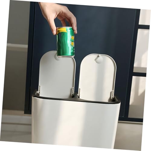 Caneca de basura rectangular doble compartimento blanca miniatura 7