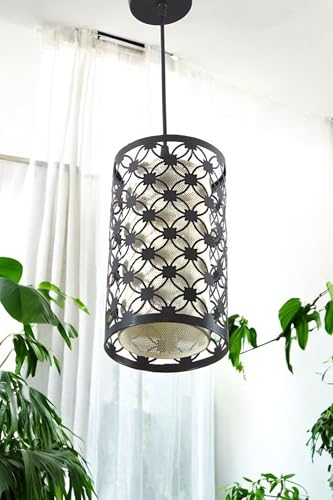 Image of Prop It Up Decorative Pendant Light with Mesh Shade, Black and Gold, 18 cm Diameter