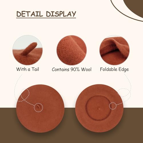 Image of Klong Women Wool Beret Hat French Style Solid Color