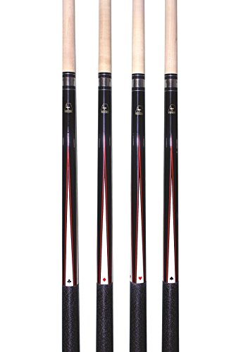 Aska Set Of 4 Cards And Dice Billiard Pool Cues, 58" Hard Rock Canadian Maple, 13Mm Hard Tip, Mixed Weights #TOP2