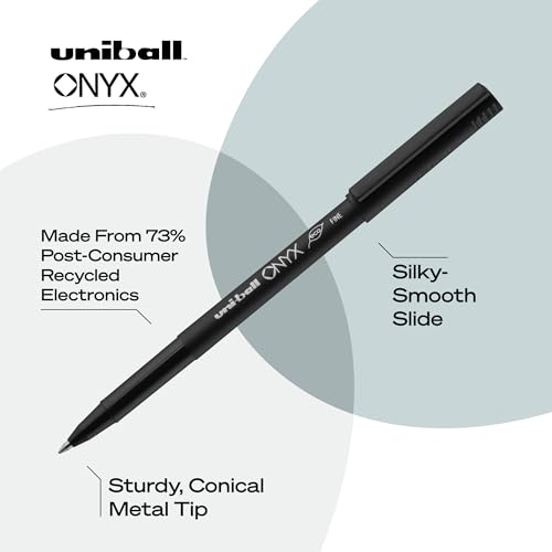 Bolígrafos uniball Onyx Rollerball, Punta fina 0.7 mm, Negro, Pack 72 miniatura 3