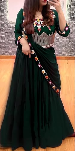 Image of Women's Sequins Thread Embroidered Georgette Semi Stitched Lehenga Choli With Dupatta (5124-Women-Lehenga-Choli-Latest)