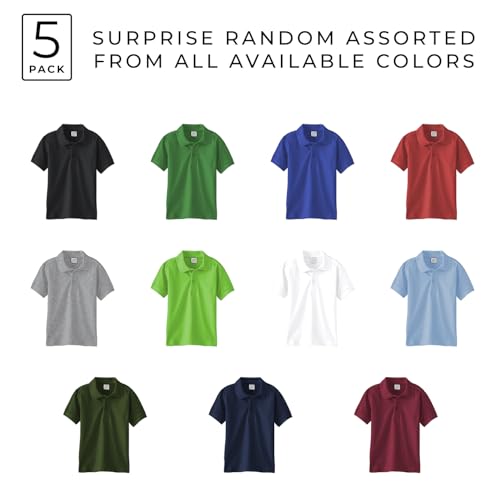 Andrew Scott Boys Multi Pack Short Sleeve Pique Polo Shirts | School Camp Uniform Cotton Shirts | 3 Pack & 5 Pack2