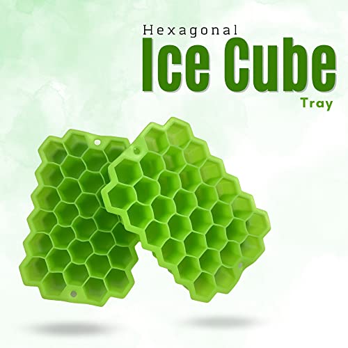 Image of Ice Cube Trays for Freezer, Silicon Ice Moulds for Whiskey & Cocktails, ice Cube Box Keep Drinks Chilled, Flexible ice Cube Maker (Honeycomb - Pack of 2)
